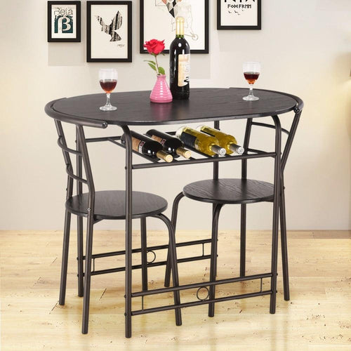 Giantex  3 PCS Dining Set Table and 2 Chairs Home Kitchen Breakfast Bistro Pub Furniture Modern Dining Room Furniture HW57334BK