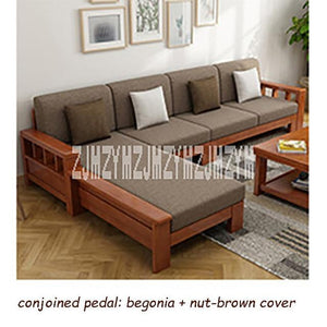 8809 Dual Purpose Home Solid Wood Sectional Recliner Couch Modern Simple Corner Sofa Set Living Room L-Shape Sofa Combination