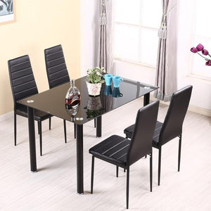 Panana Dining table set with 4/6 pcs Chairs Faux Leather High Metal Leg Padded Seat Kitchen