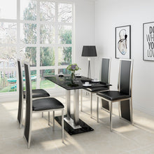 Load image into Gallery viewer, PANANA GLASS DINING TABLE SET WITH 4/ 6 FAUX LEATHER CHAIRS BLACK /WHITE Home Kitchen Furniture Fast shipping