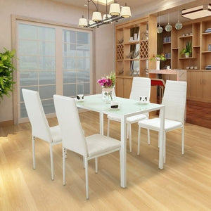 PANANA GLASS DINING TABLE SET WITH 4/ 6 FAUX LEATHER CHAIRS BLACK /WHITE Home Kitchen Furniture Fast shipping