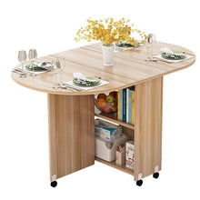 Load image into Gallery viewer, Folding Movable Dining Table With Multidirectional Wheel Wooden Kitchen Table Storage Cabinet Portable Mesa Centro Elevable