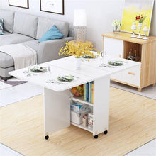 Load image into Gallery viewer, Folding Movable Dining Table With Multidirectional Wheel Wooden Kitchen Table Storage Cabinet Portable Mesa Centro Elevable