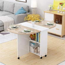 Load image into Gallery viewer, Folding Movable Dining Table With Multidirectional Wheel Wooden Kitchen Table Storage Cabinet Portable Mesa Centro Elevable